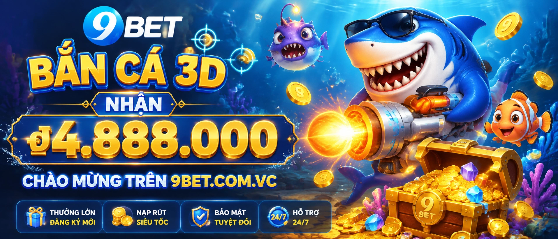 Ảnh phòng Bắn Cá 3D với hiệu ứng boss và đạn đặc biệt