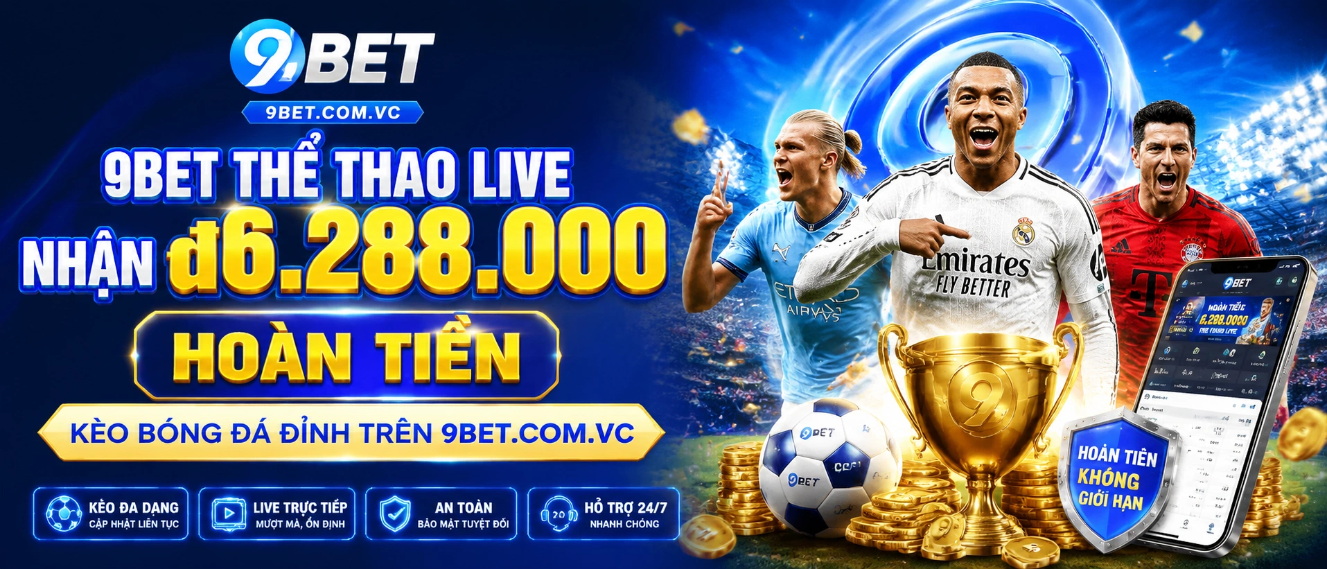Không gian Thể Thao 9BET với nhịp trận và danh mục nổi bật